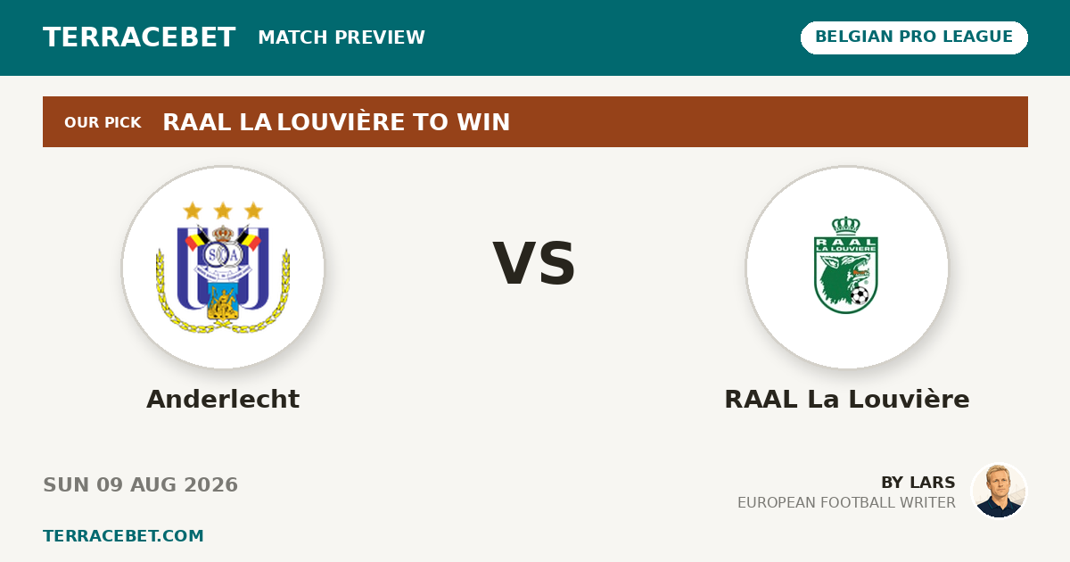 Anderlecht vs RAAL La Louvière preview by Lars for TerraceBet