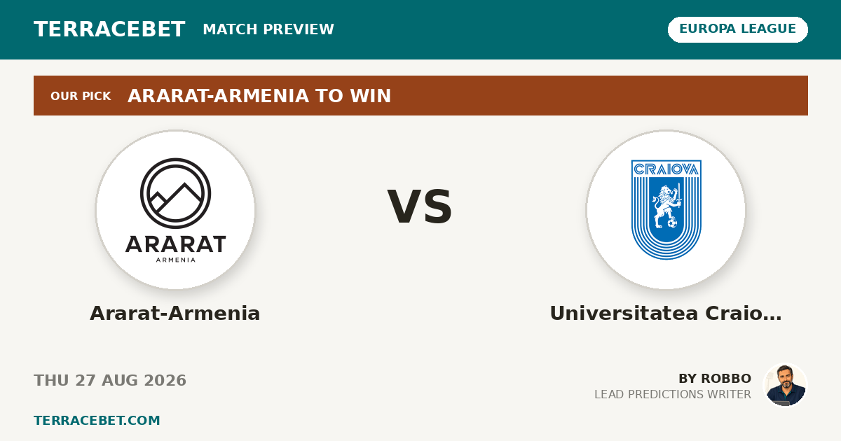 Ararat-Armenia vs Universitatea Craiova preview by Robbo for TerraceBet