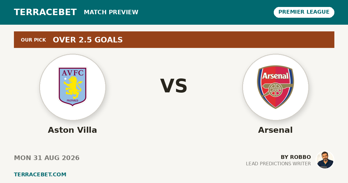 Aston Villa vs Arsenal preview by Robbo for TerraceBet