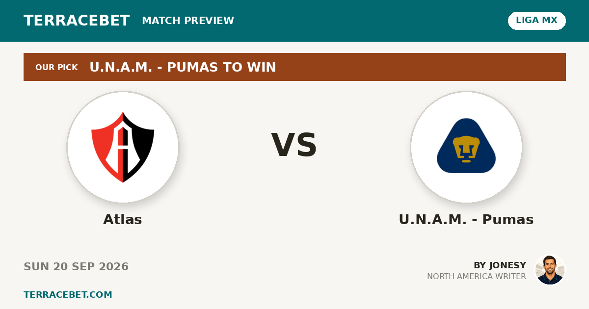 Atlas vs U.N.A.M. - Pumas preview by Jonesy for TerraceBet