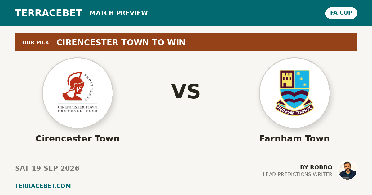 Cirencester Town vs Farnham Town preview by Robbo for TerraceBet