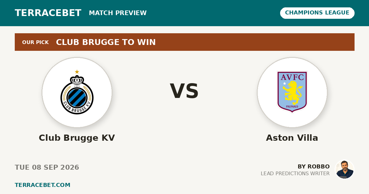 Club Brugge KV vs Aston Villa preview by Robbo for TerraceBet