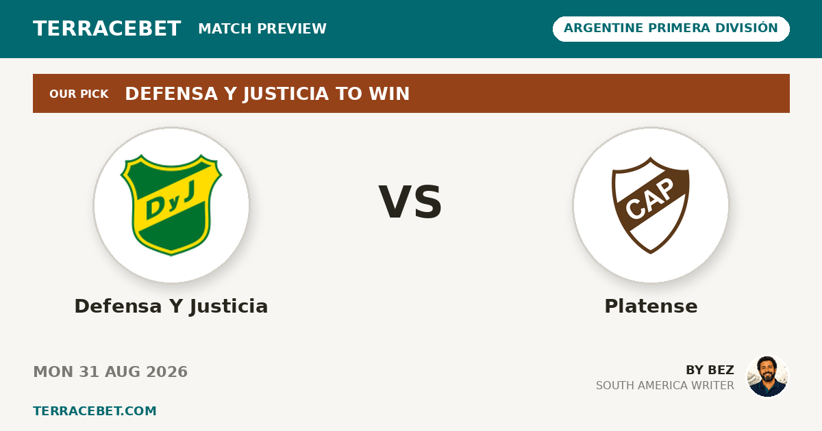 Defensa Y Justicia vs Platense preview by Bez for TerraceBet