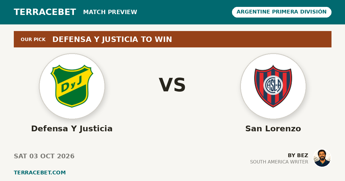 Defensa Y Justicia vs San Lorenzo preview by Bez for TerraceBet