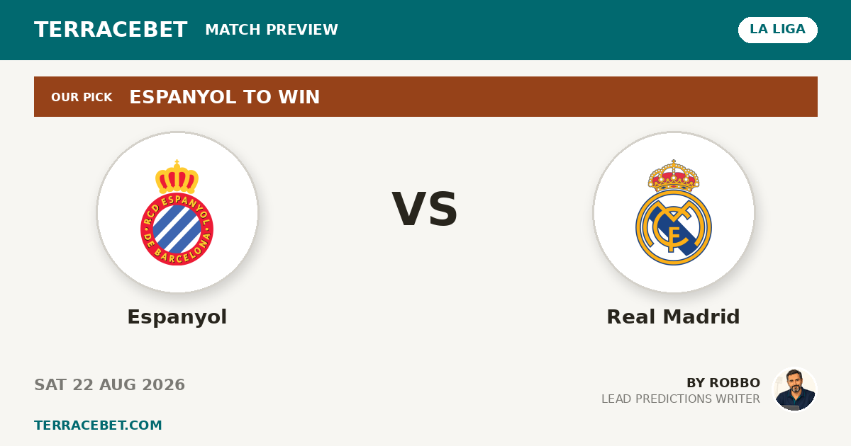 Espanyol vs Real Madrid preview by Robbo for TerraceBet