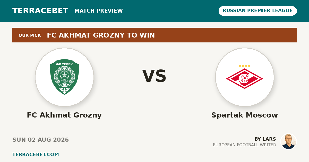 FC Akhmat Grozny vs Spartak Moscow preview by Lars for TerraceBet