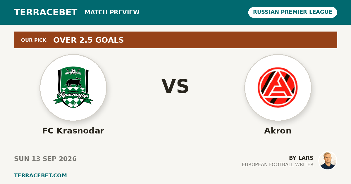 FC Krasnodar vs Akron preview by Lars for TerraceBet