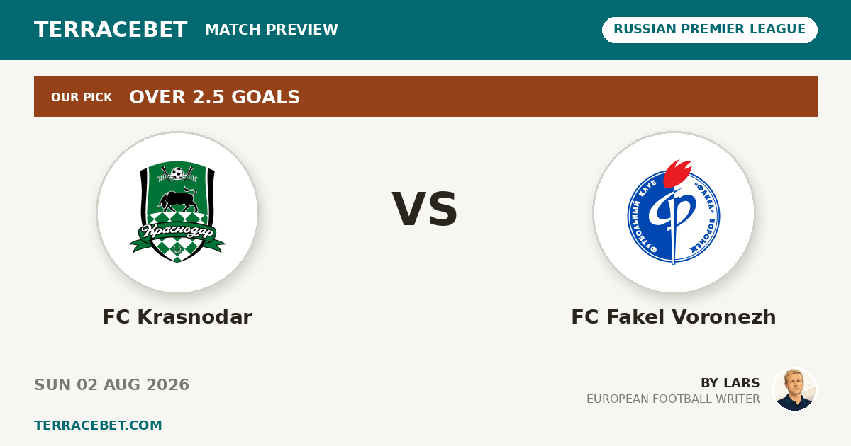 FC Krasnodar vs FC Fakel Voronezh preview by Lars for TerraceBet