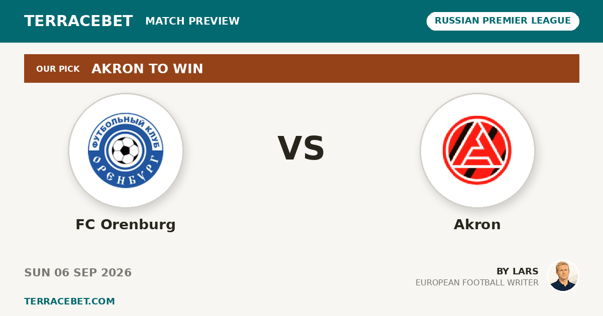 FC Orenburg vs Akron preview by Lars for TerraceBet
