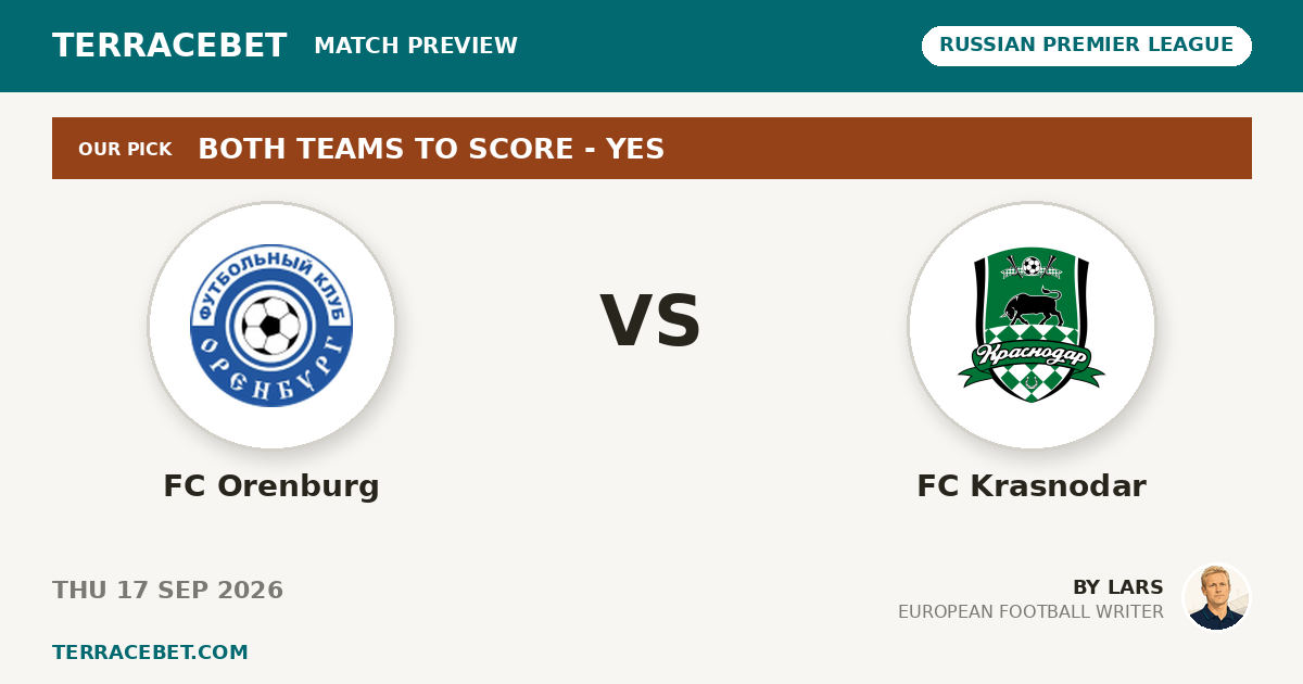FC Orenburg vs FC Krasnodar preview by Lars for TerraceBet
