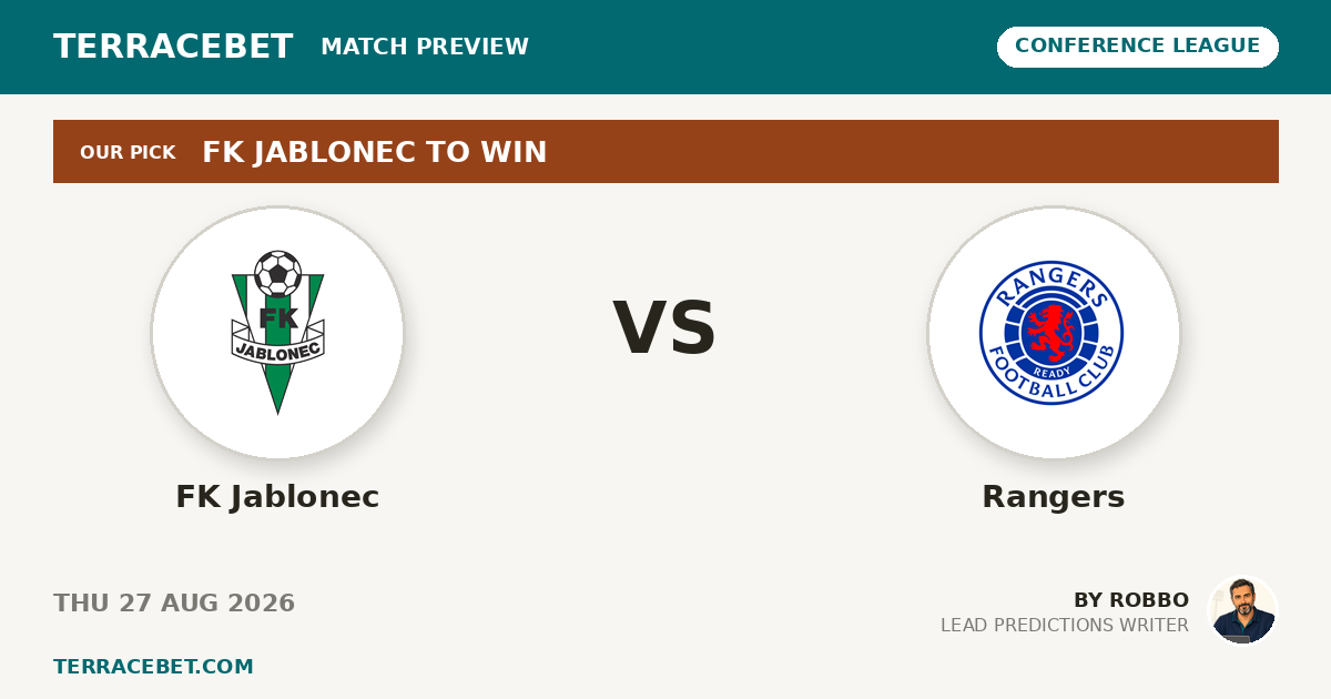 FK Jablonec vs Rangers preview by Robbo for TerraceBet
