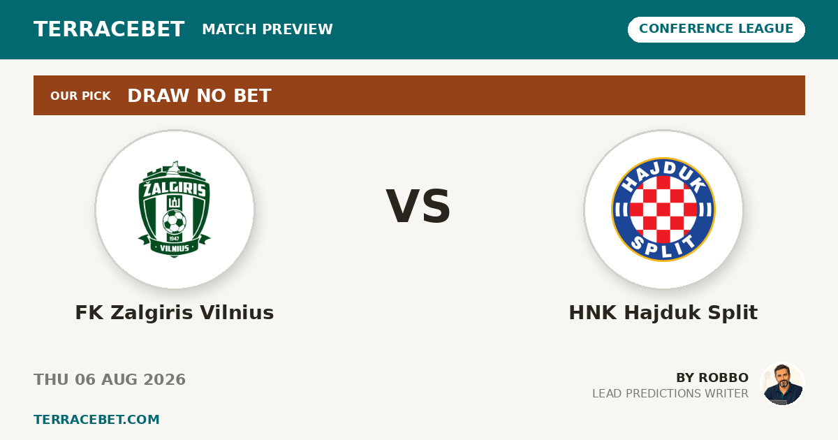 FK Zalgiris Vilnius vs HNK Hajduk Split preview by Robbo for TerraceBet