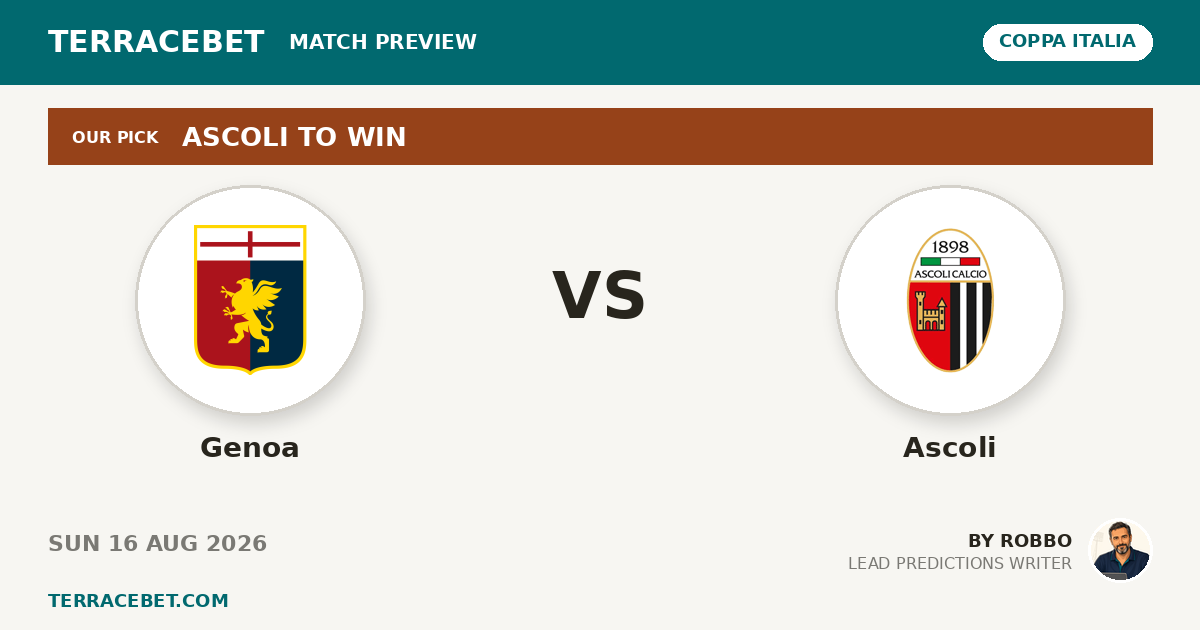 Genoa vs Ascoli preview by Robbo for TerraceBet