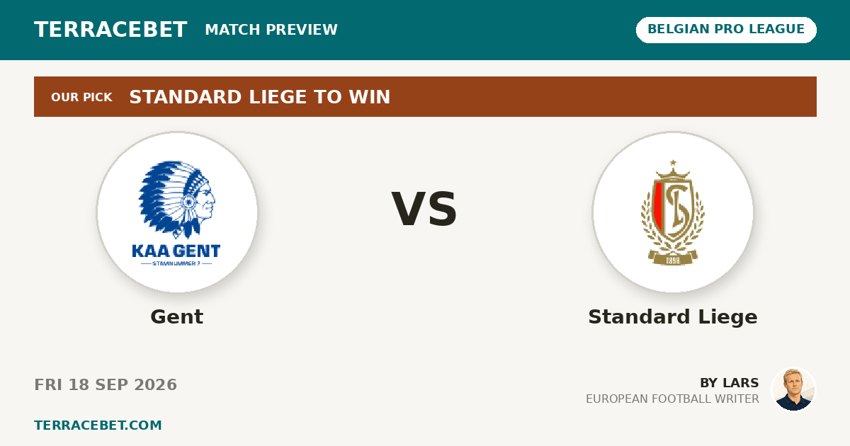 Gent vs Standard Liege preview by Lars for TerraceBet