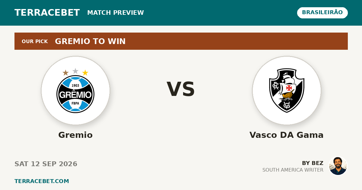 Gremio vs Vasco DA Gama preview by Bez for TerraceBet