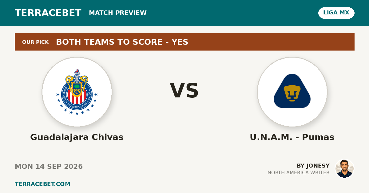 Guadalajara Chivas vs U.N.A.M. - Pumas preview by Jonesy for TerraceBet