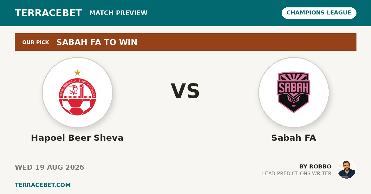 Hapoel Beer Sheva vs Sabah FA preview by Robbo for TerraceBet