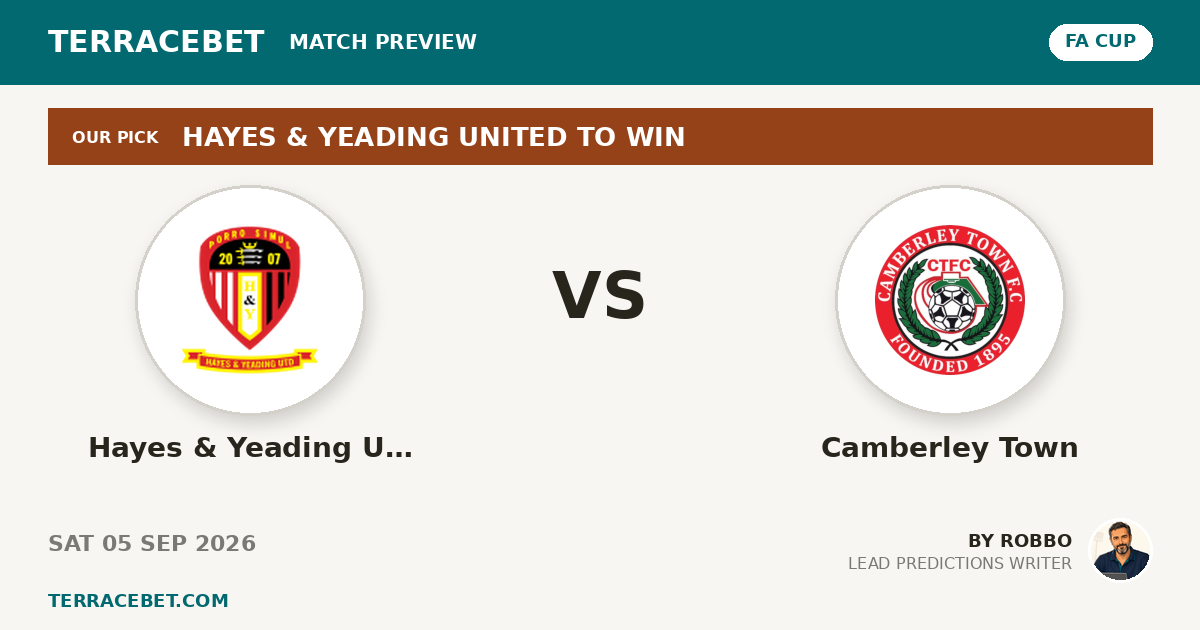 Hayes & Yeading United vs Camberley Town preview by Robbo for TerraceBet