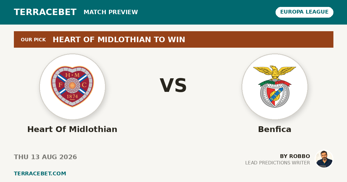 Heart Of Midlothian vs Benfica preview by Robbo for TerraceBet