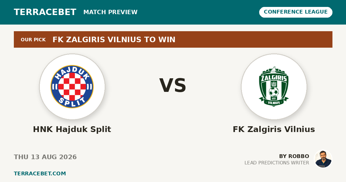 HNK Hajduk Split vs FK Zalgiris Vilnius preview by Robbo for TerraceBet