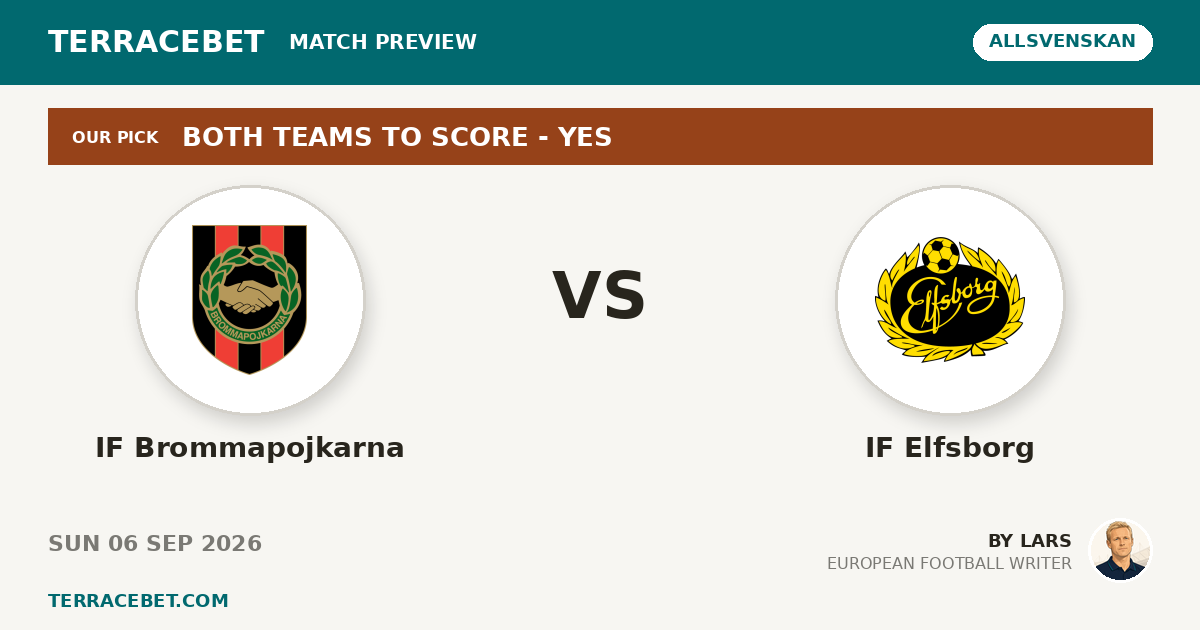 IF Brommapojkarna vs IF Elfsborg preview by Lars for TerraceBet