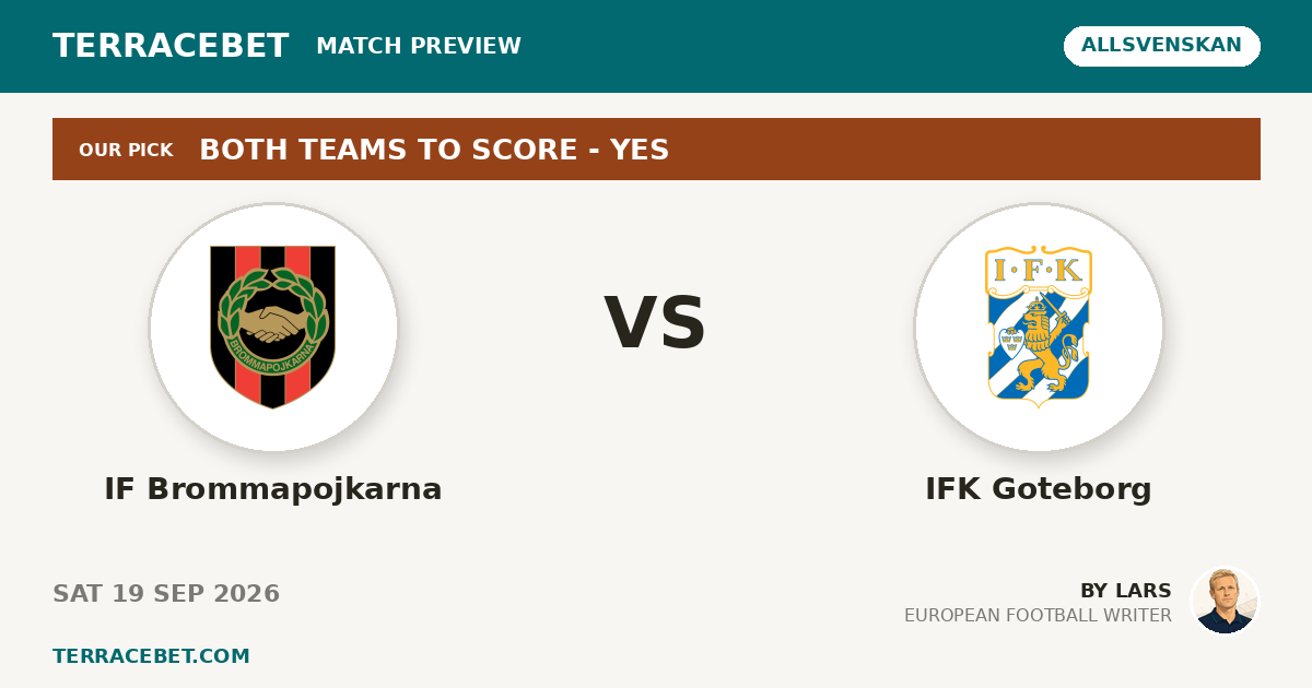 IF Brommapojkarna vs IFK Goteborg preview by Lars for TerraceBet