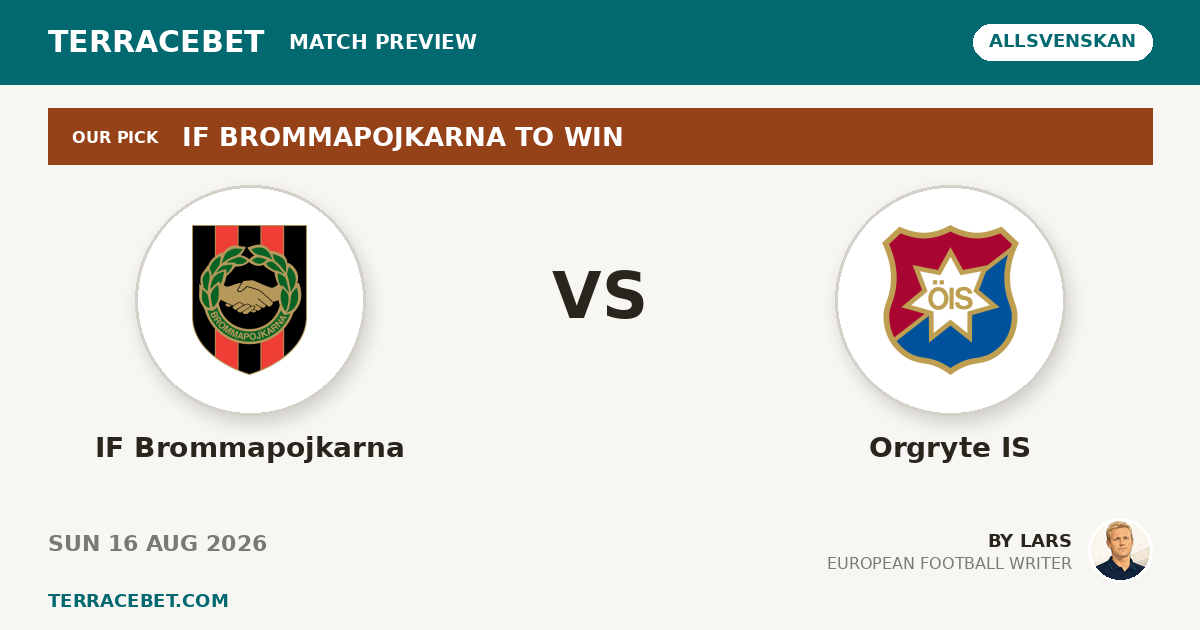 IF Brommapojkarna vs Orgryte IS preview by Lars for TerraceBet