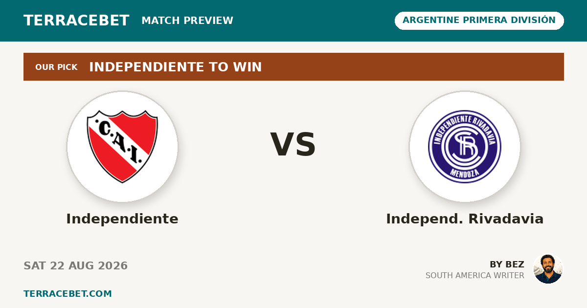 Independiente vs Independ. Rivadavia preview by Bez for TerraceBet