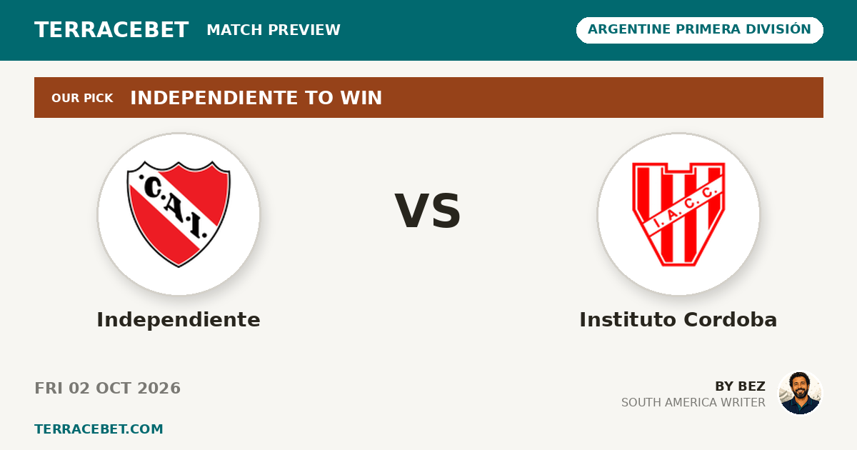 Independiente vs Instituto Cordoba preview by Bez for TerraceBet