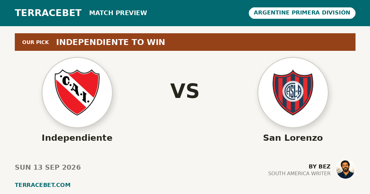 Independiente vs San Lorenzo preview by Bez for TerraceBet