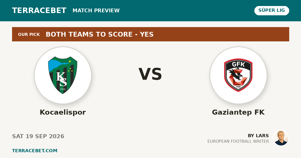 Kocaelispor vs Gaziantep FK preview by Lars for TerraceBet