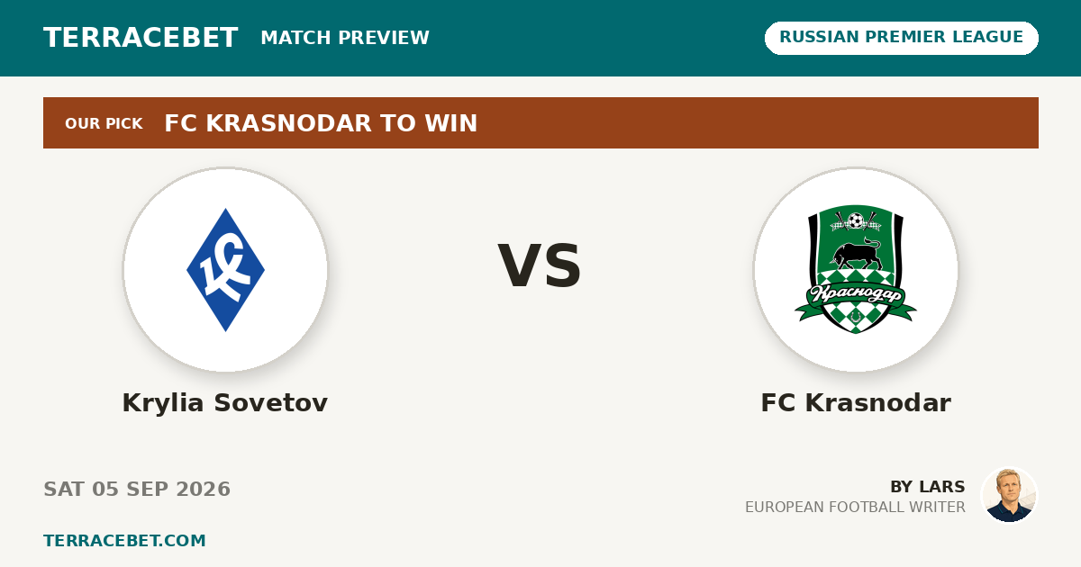 Krylia Sovetov vs FC Krasnodar preview by Lars for TerraceBet