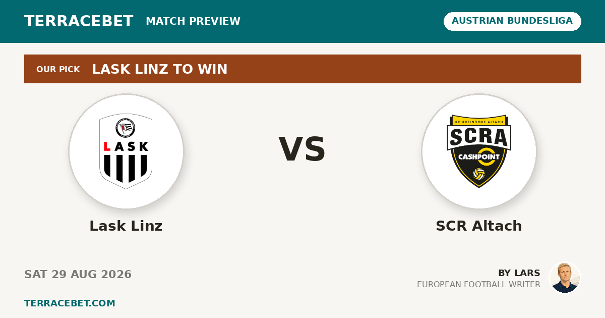 Lask Linz vs SCR Altach preview by Lars for TerraceBet