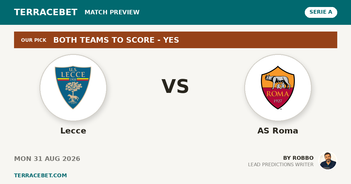 Lecce vs AS Roma preview by Robbo for TerraceBet