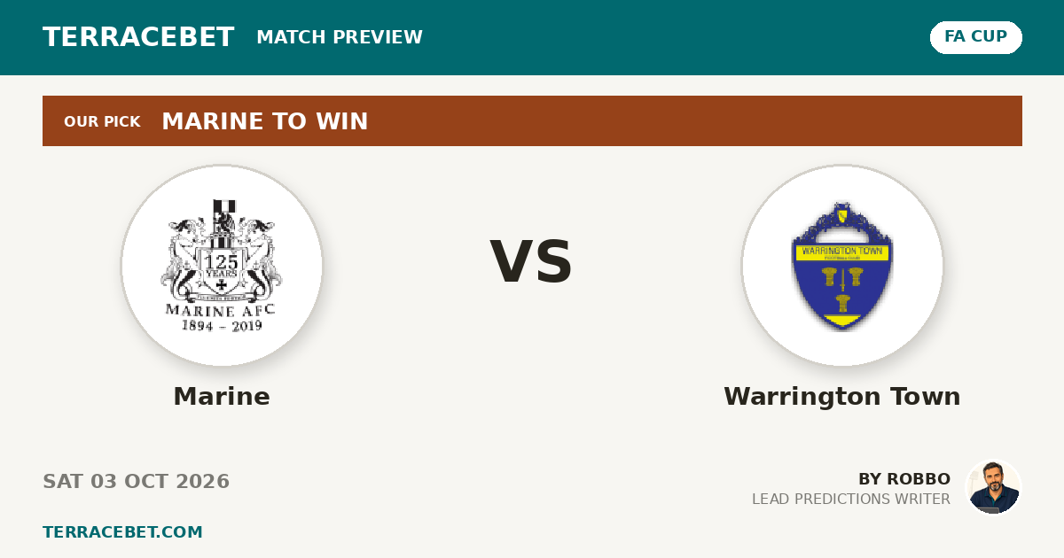 Marine vs Warrington Town preview by Robbo for TerraceBet