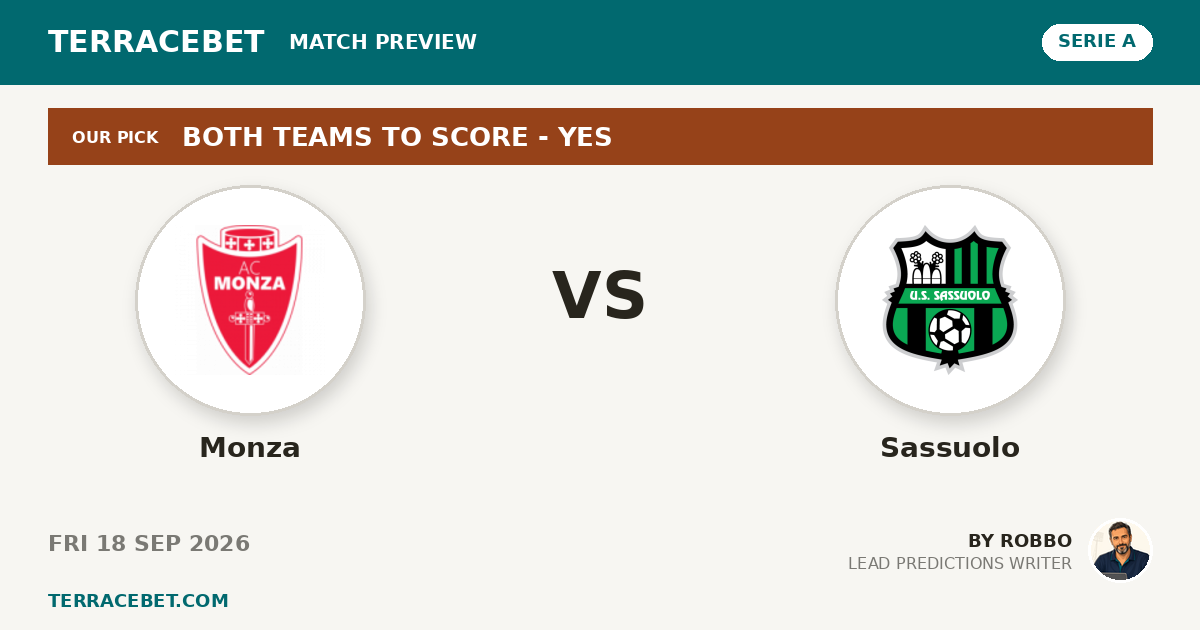 Monza vs Sassuolo preview by Robbo for TerraceBet