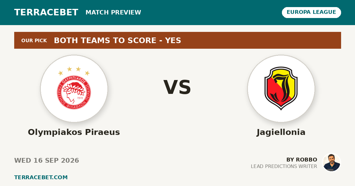 Olympiakos Piraeus vs Jagiellonia preview by Robbo for TerraceBet