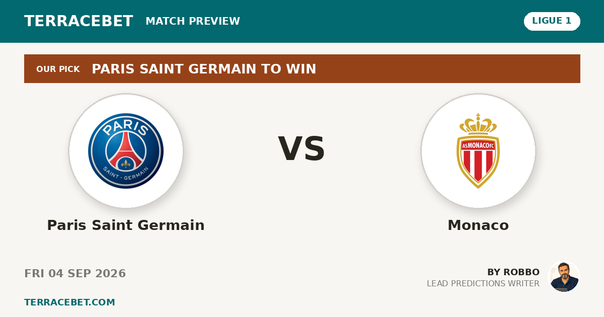 Paris Saint Germain vs Monaco preview by Robbo for TerraceBet