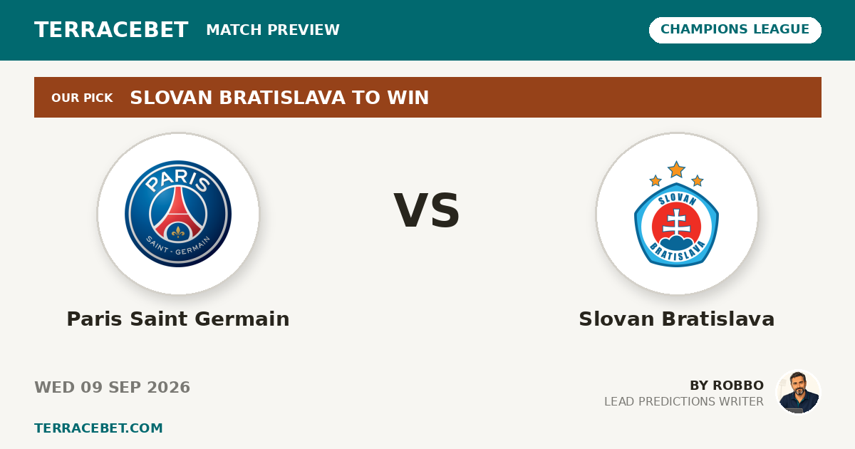Paris Saint Germain vs Slovan Bratislava preview by Robbo for TerraceBet