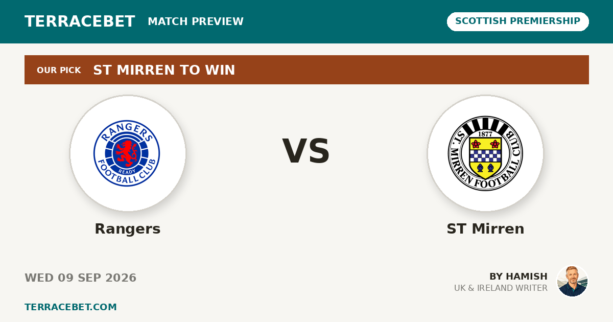 Rangers vs ST Mirren preview by Hamish for TerraceBet