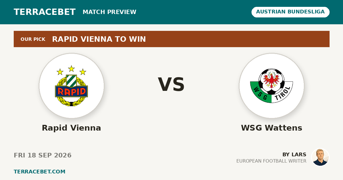Rapid Vienna vs WSG Wattens preview by Lars for TerraceBet