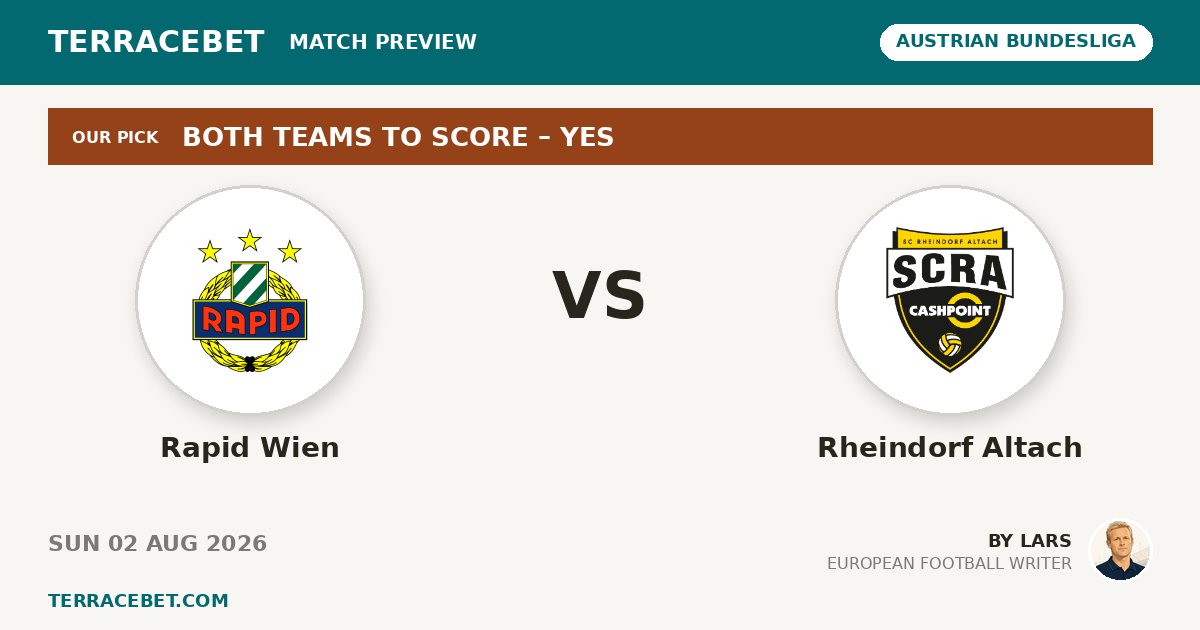 Rapid Wien vs Rheindorf Altach preview by Lars for TerraceBet