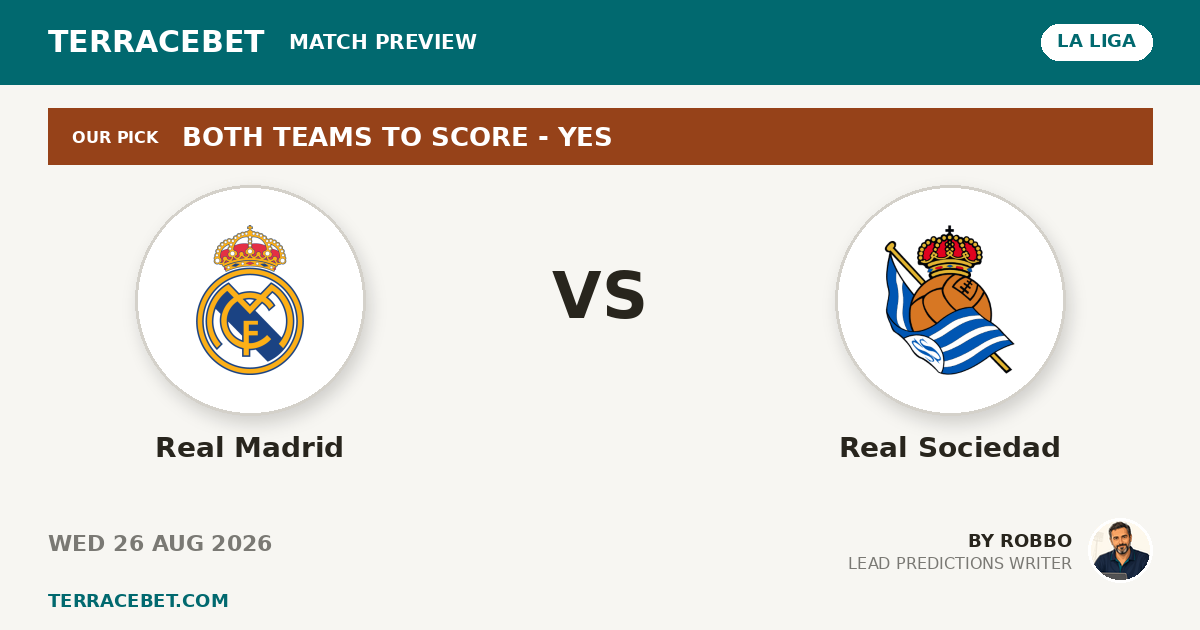 Real Madrid vs Real Sociedad preview by Robbo for TerraceBet