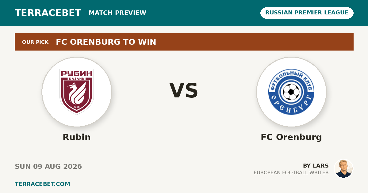 Rubin vs FC Orenburg preview by Lars for TerraceBet