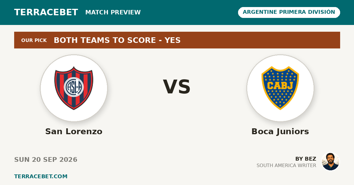 San Lorenzo vs Boca Juniors preview by Bez for TerraceBet
