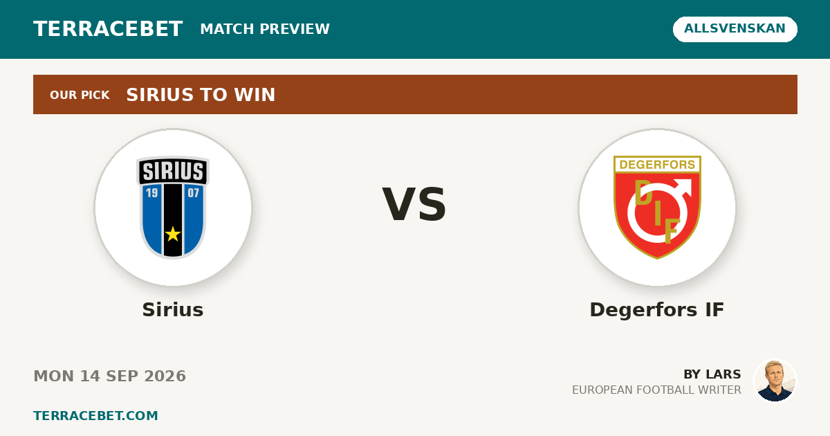 Sirius vs Degerfors IF preview by Lars for TerraceBet