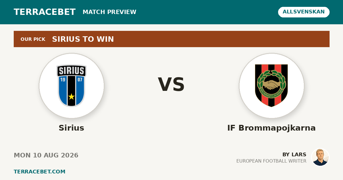 Sirius vs IF Brommapojkarna preview by Lars for TerraceBet