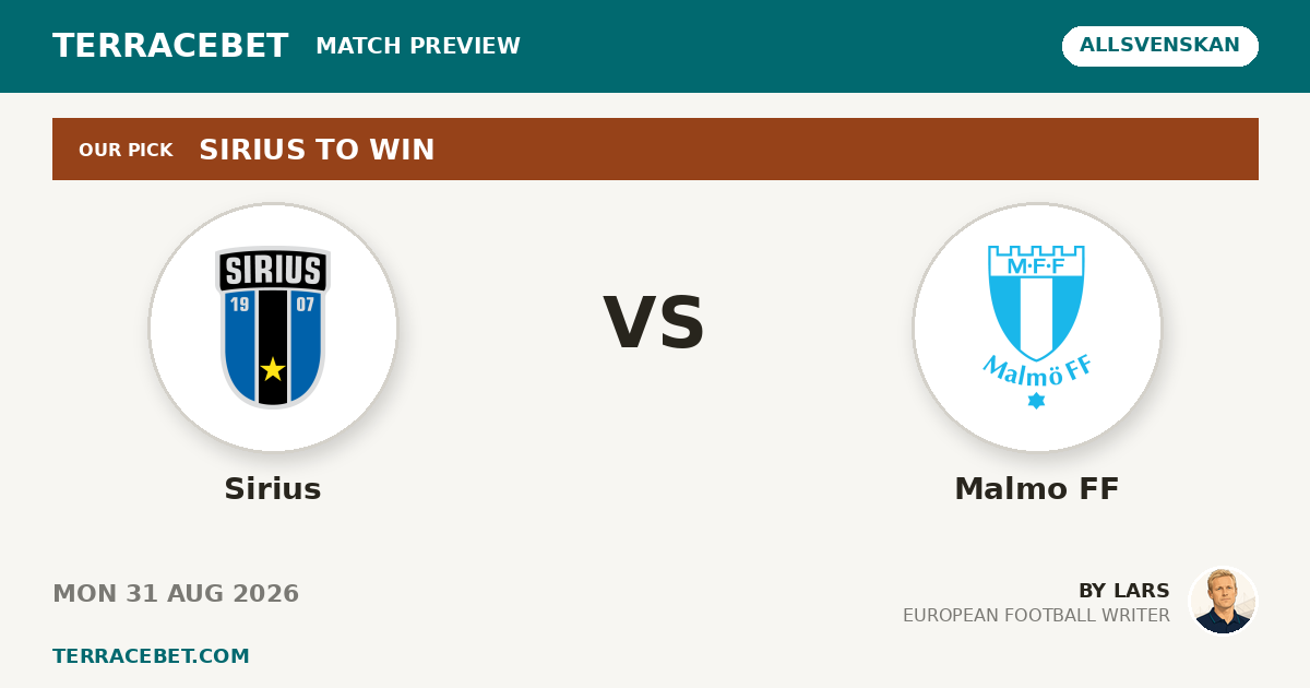 Sirius vs Malmo FF preview by Lars for TerraceBet