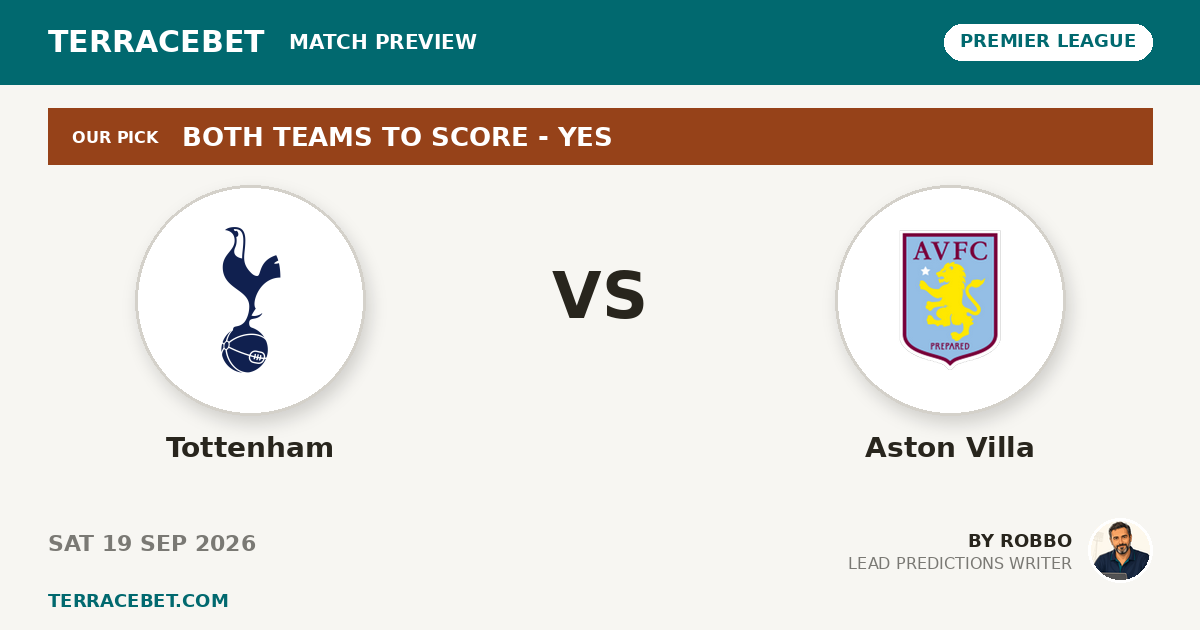 Tottenham vs Aston Villa preview by Robbo for TerraceBet