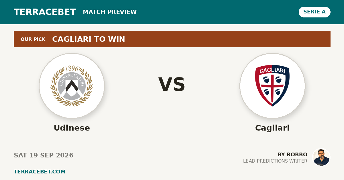Udinese vs Cagliari preview by Robbo for TerraceBet